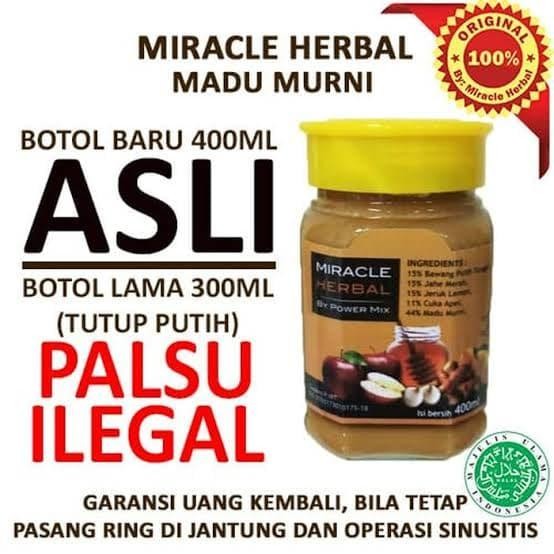 

Neww Miracle Herbal Madu Murni kemasan baru botol 400ml Terlaris