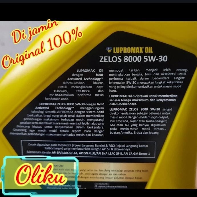 Oli mesin mobil Lupromax Zelos 5w30 Full synthetic