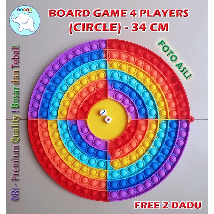 Pop It Board Game Persegi Panjang Battle Free Dadu Rainbow Jumbo -Gratisongkir