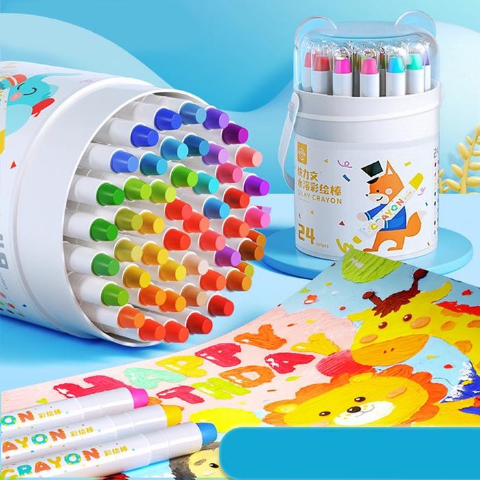 

Crayon Washable Crayon Putar untuk Anak-anak 24/36/48 Warna Tidak Beracun yang Dapat Dicuci Colorful