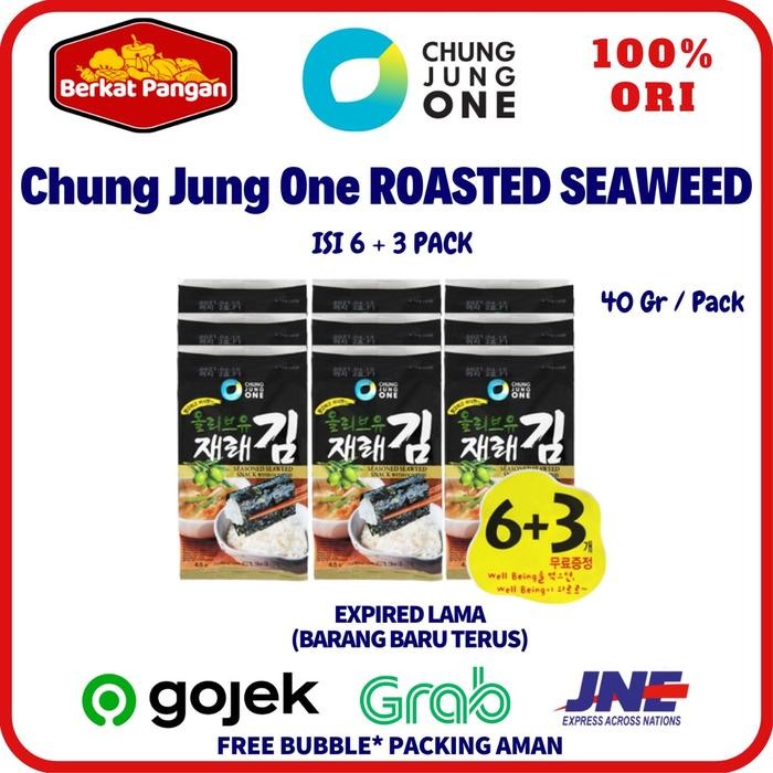 

Diskon! Promo Chung Jung One Nori Olive Rumput Laut Panggang Minyak Zaitun 6+3 Lembar