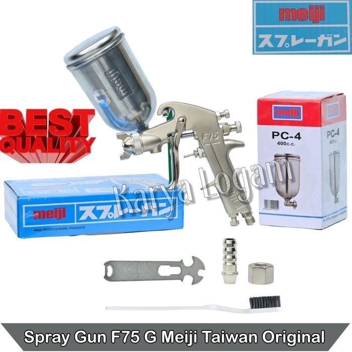 Meiji Spray Gun F-75 Alat Semprot Cat Mobil, Kayu, Besi Nozzle 1.5Mm Kualitas Jepang