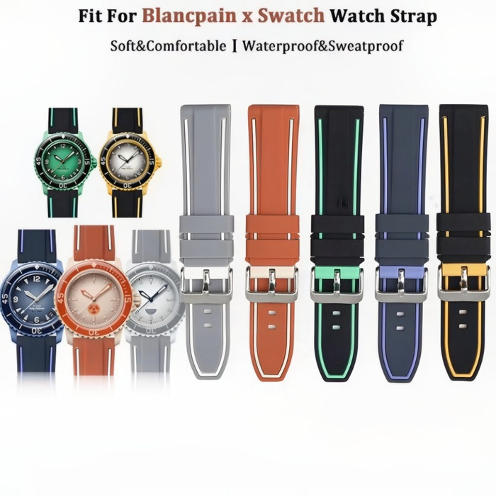 Tali Jam Tangan 22 MM Replacement Strap Rubber Blancpain X Swatch Scuba Fifty Fathoms 8076.22