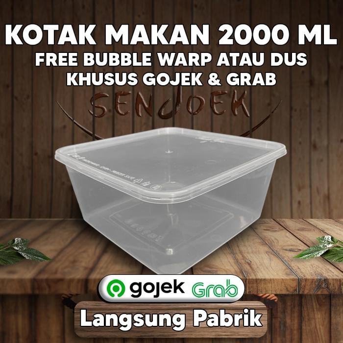 JT Thinwall Kotak 2000 ML Persegi / Food Container Square 2000 ml