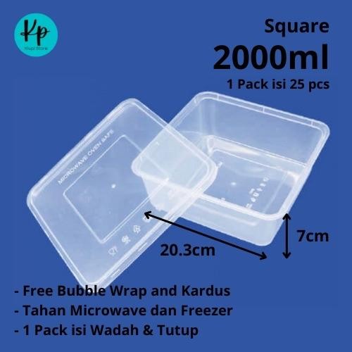 JT KOTAK MAKAN PLASTIK THINWALL SQUARE - 2000ml