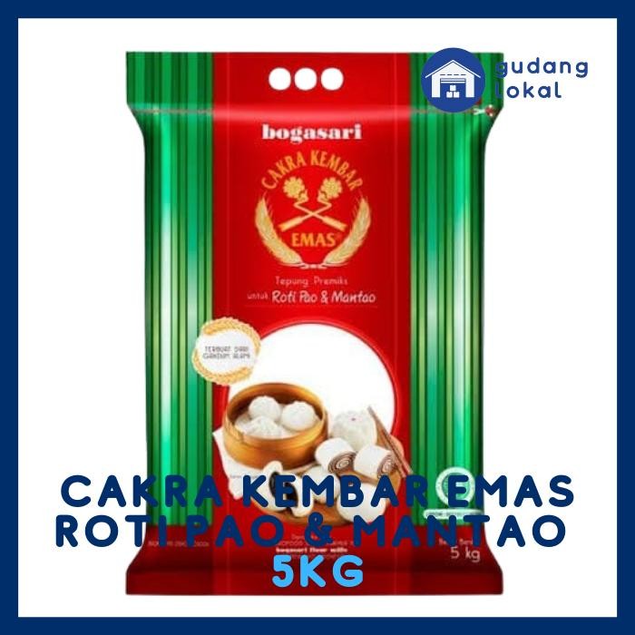 

New TEPUNG TERIGU CAKRA KEMBAR EMAS ROTI PAO & MANTAO 5 KG Ready