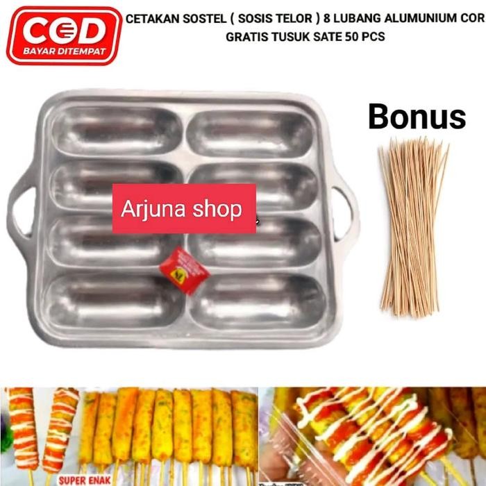 RASA Cetakan Sosis Telur Cetakan Sostel 8 Lubang Cetakan Hotdog Bandros Bonus Tusuk Sostel