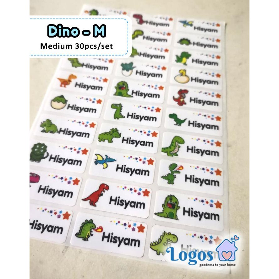 

ID DINOSAURUS MEDIUM. SPECIAL EDITION. STICKER LABEL NAMA ANAK WATERPROOF