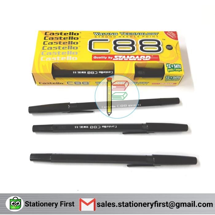 

ID PEN STANDARD CASTELLO C88 0.5MM HITAM PER LUSIN MURAH ISI 12+1