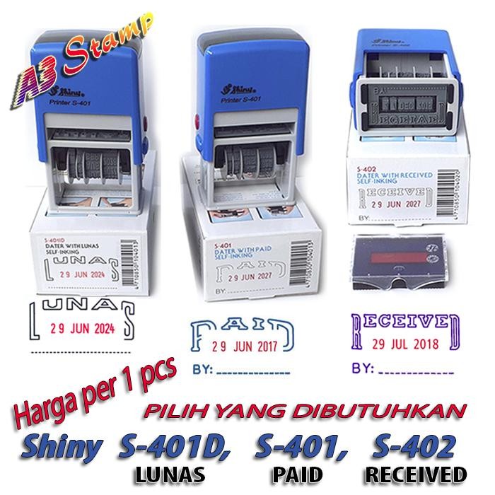

ID STEMPEL OTOMATIS LUNAS , PAID , RECEIVED SHINY S-401D , S-401 , S-402