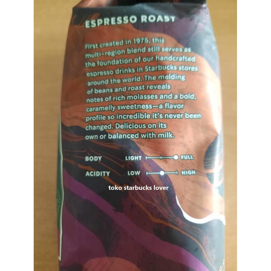 

STARBUCKS COFFEE WHOLE BEAN 250 GRAM ESPRESSO ROAST