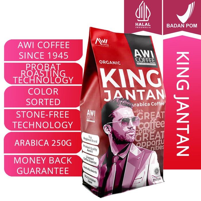 

AWI COFFEE KING JANTAN PEABERRY 250GR BIJI ARABICA ROASTED COFFEE BEAN MANDHELING SPECIALTY
