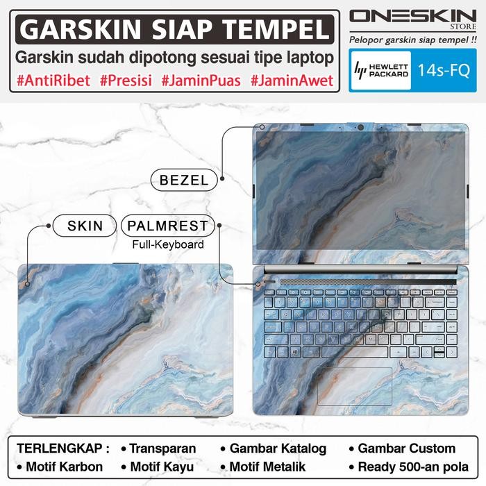 JTTOP" PRECUT GARSKIN STICKER LAPTOP SKIN PERFECT FIT KOMPATIBEL UNTUK HP 14S-FQ FQ0020AU FQ0021AU