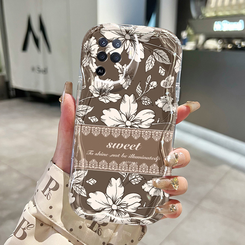 Casing Hp Untuk OPPO A94 F19 Pro Reno 5F Reno 5 Lite Reno5 F Reno5 Lite Case Bunga daun Kasing Silik