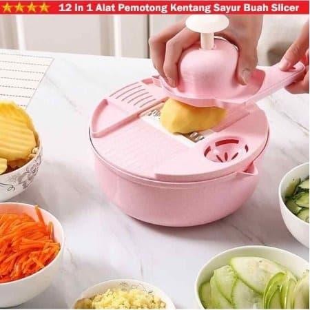 Alat pemotong sayuran 12in1 /alat pemotong kentang,buah, parutan sayur