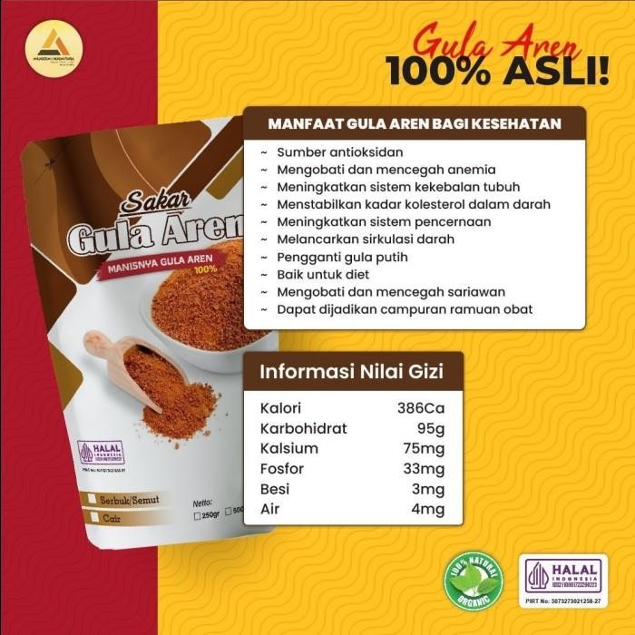 

(Allthebest) Gula Aren Kawung Bubuk Asli 100% Organik 500gr