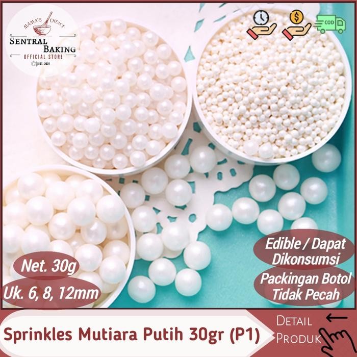 

ID SPRINKLE KUE MUTIARA PUTIH 6-12MM 30GR (P1) / SPRINGKEL SPRINGKLE KUE