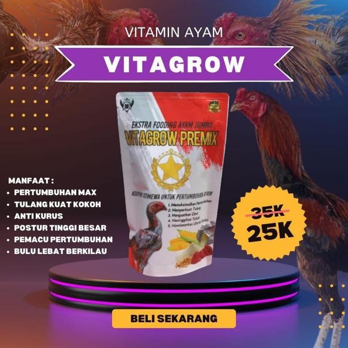 JAMU PERTUMBUHAN TULANG AYAM VITAGROW PREMIX - Vitamin Pakan Ayam Pemacu Pertumbuhan untuk Ayam