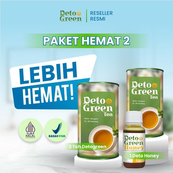 

[Paket Hemat 2] 2 Detogreen Tea Gratis 1 Detogreen Honey - GMV