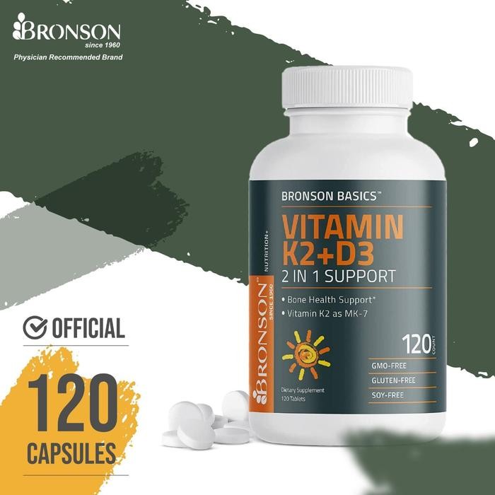 Bronson K2 D3 Bronson Vitamin K2 D3 5000 Iu 120 Tabs Bronson D3 K2 Bone & Health Support