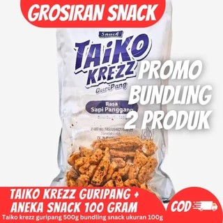 

PROMO BUNDLING 2 PRODUK Taiko Krezz Guripang 500g Basreng 100g Usus 100g Seblak Campur 100g | Taiko Krezz Bundling Snack 100g