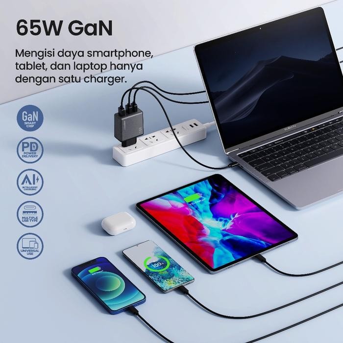TERBARU MOFIT CPD65 GAN PD65WATT C+C+A CHARGER SUPER FAST CHARGING ADAPTOR TERMURAH