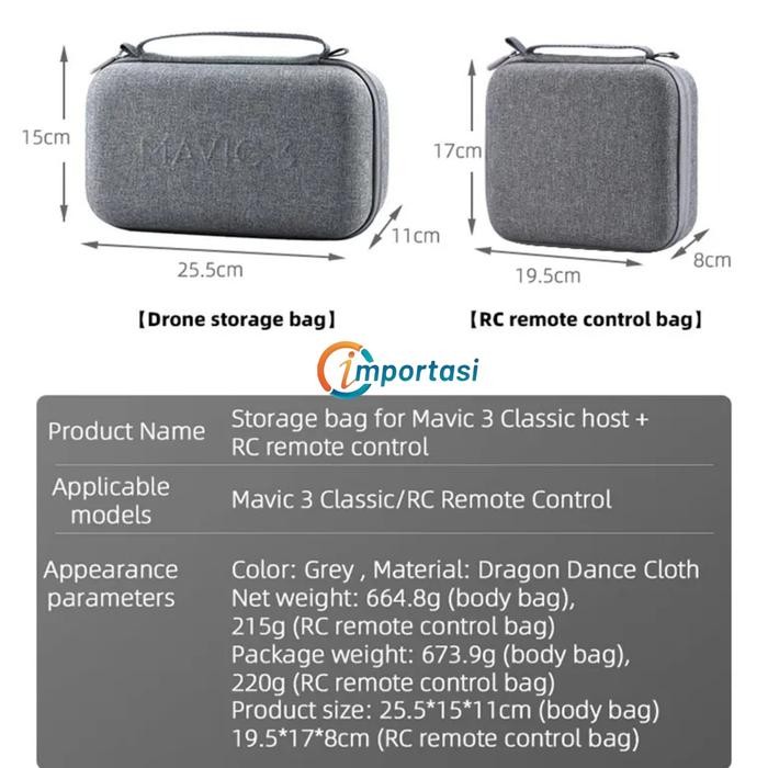 Tas Drone Bag Dji Mavic 3 / 3 Classic Terpisah Remote Dji Rc Hard Case