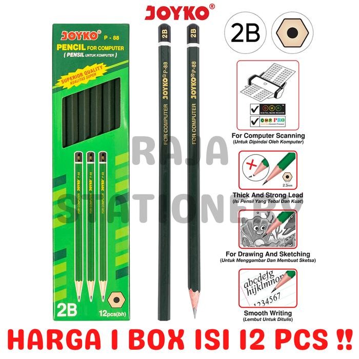 

New JOYKO PENCIL PENSIL KAYU JOYKO 2B KOMPUTER UJIAN P-88 1 BOX LUSIN [12PCS]