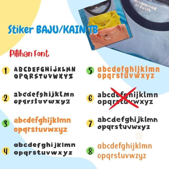 

New stiker label nama kain baju setrika custom