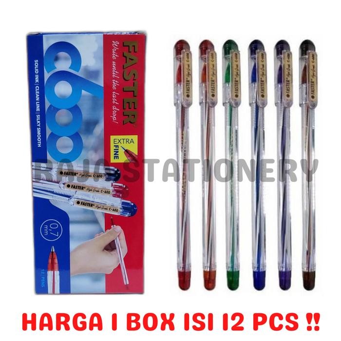 

New PEN FASTER C600 BALL PEN 0.7mm BLACK BLUE PEN PULPEN FASTER BOLPOIN C600 HITAM BIRU LUSIN BOX