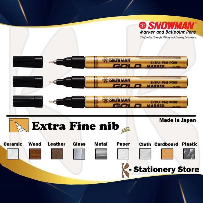 

New Spidol Permanent GOLD -- Snowman Paint Marker - EXTRA FINE Size (EFGP)