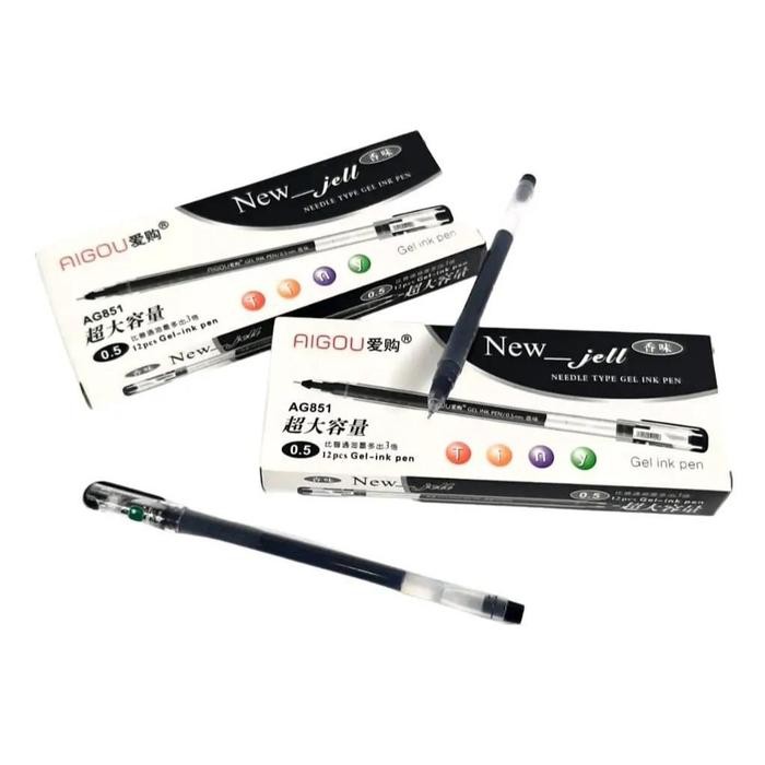 

New Grosir (1kotak12 pcs) Pulpen Gel New Jell AG-851AIGOU ( Lancip )