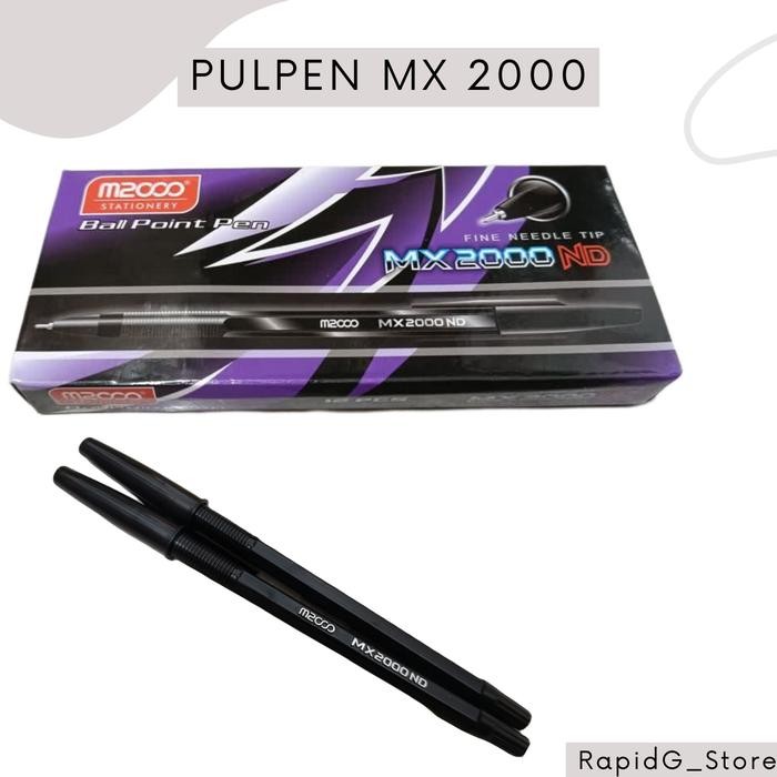 

New 12 Pcs Pulpen Pena Ballpoint MX2000 Selusin Tinta Hitam Pen Black
