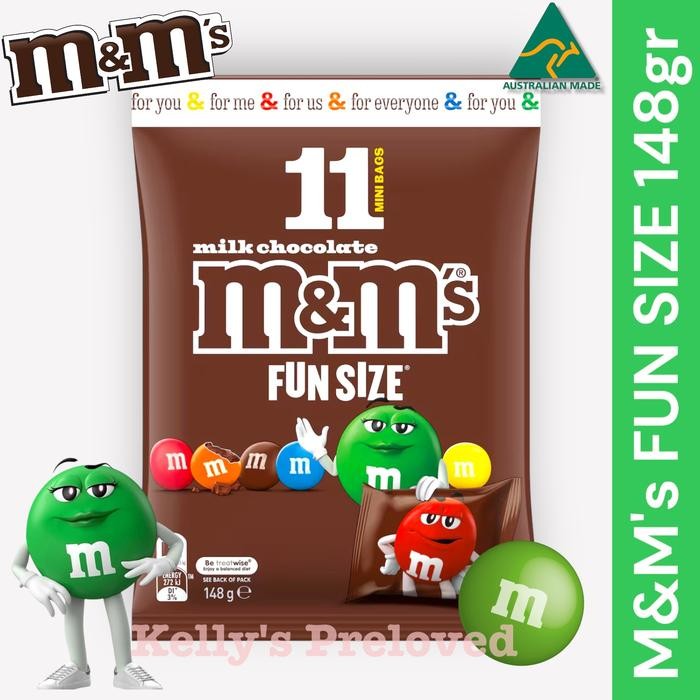 

Neww M&M'S FUN SIZE 148 GR MILK CHOCOLATE CANDIES COKELAT MNM M&M AUSTRALIA Terlaris
