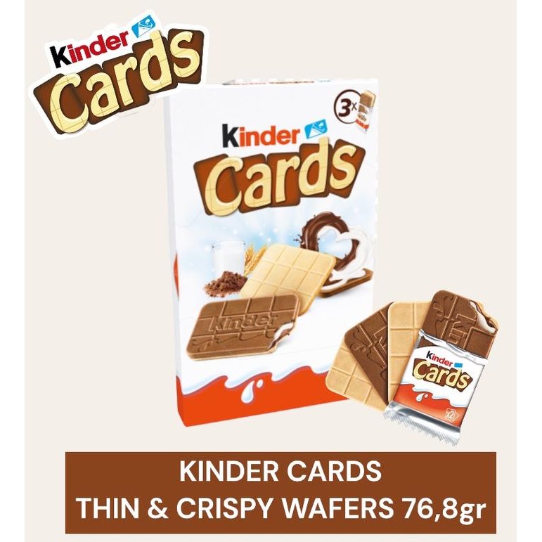 

Neww KINDER CARDS 76,8 GR CRISPY WAFER WITH MILKY & COCOA FILLING Terlaris