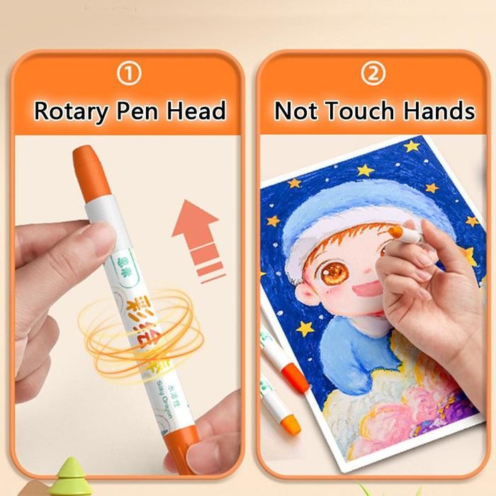 

Free BrushCrayon Putar Washable 24/36/48 Warna Krayon For Kids Plastic Crayons Tidak Beracun Yang