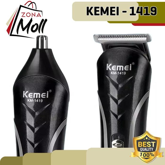Zm Kemei Km1419 Cordless Alat Cukur Rambut Km-1419 Cukuran Jenggot Hitam Mesin