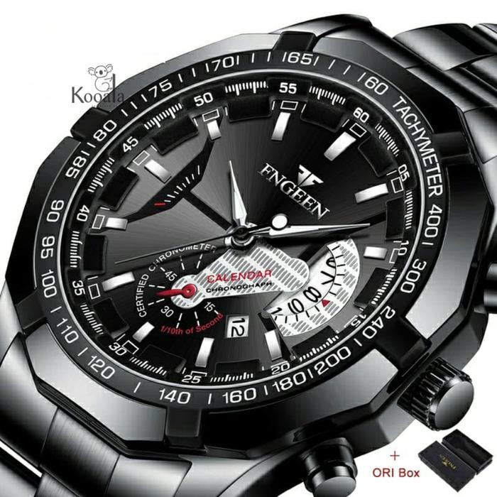 Jam Tangan Pria Fngeen S001 Luxury Stainless Sport Quartz Kotak Original