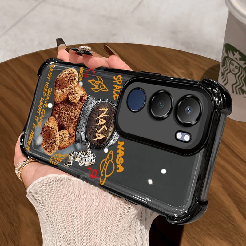 Casing Hp untuk VIVO Y19s Y29 5G Case Beruang NASA Kasing Perlindun Anti-Drop airbag Kesing Silikon 
