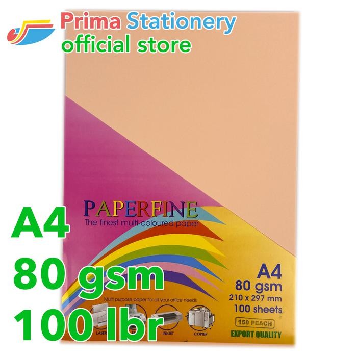 

PROMO Paperfine Kertas HVS Warna A4 IT 150 Peach isi 100 lbr [TC]