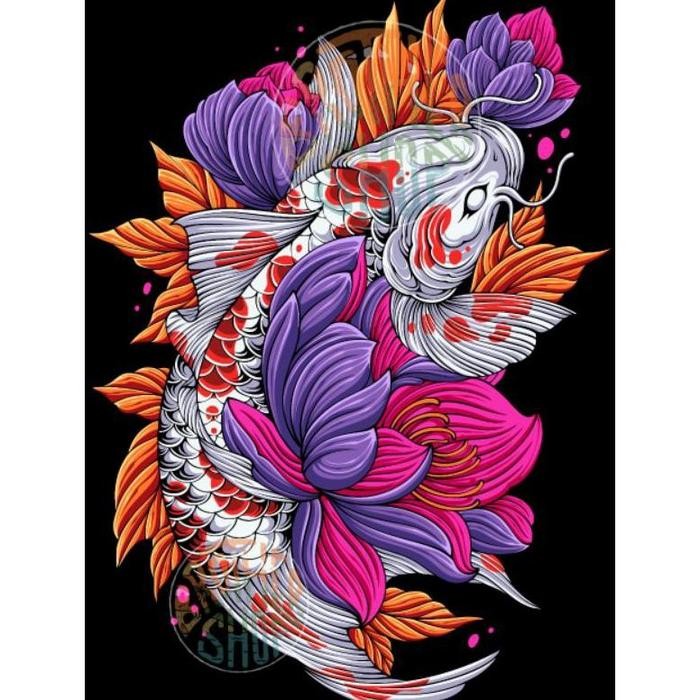 Cetak water slide decal gambar ikan koi untuk racing motor helm dll
