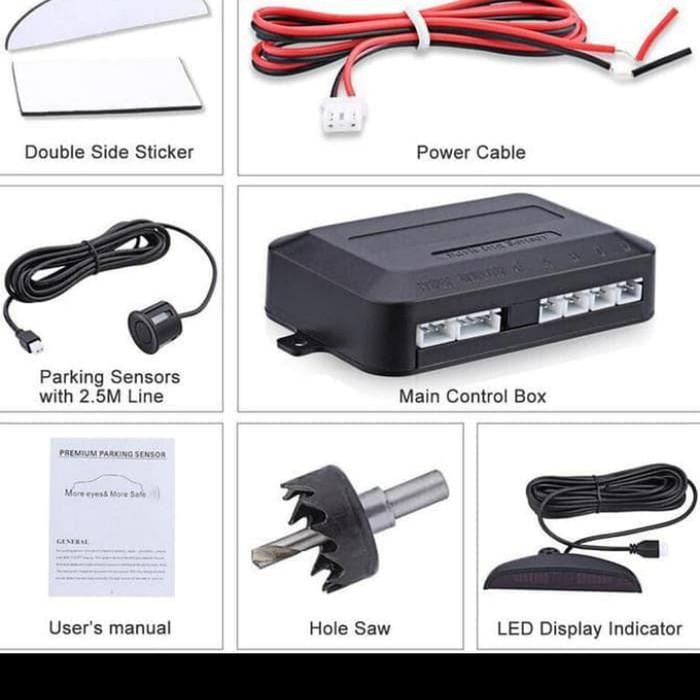 SENSOR PARKIR MOBIL MUNDUR + DISPLAY 4 TITIK BUNYI