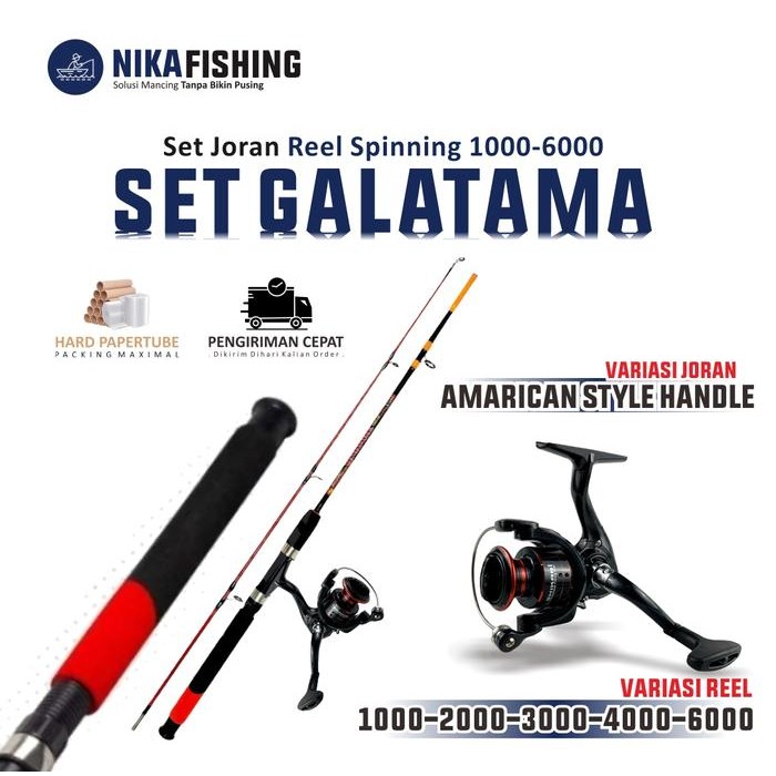 Paket Set Joran Pancing Laut Kolam Harian 16Kg/18Kg Dan Reel Spinning 1000 2000 3000 4000 6000 Daido