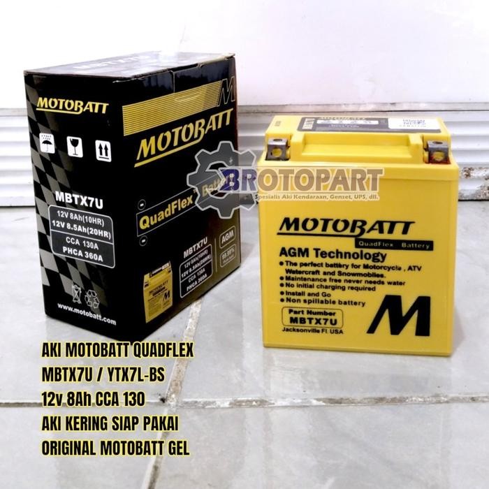 Aki Motor Motobatt Mbtx7U Accu Kering Gel Original 12Volt 8Ah