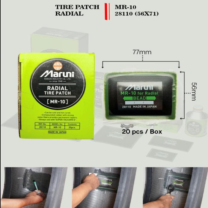 Maruni Tire Patch MR 10 Box (isi 20 pcs) - Karet Tambal Ban Tub