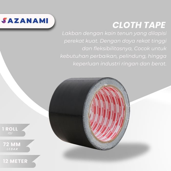 

ID LAKBAN KAIN 7.2CM (3") X 12M SAZANAMI - HITAM