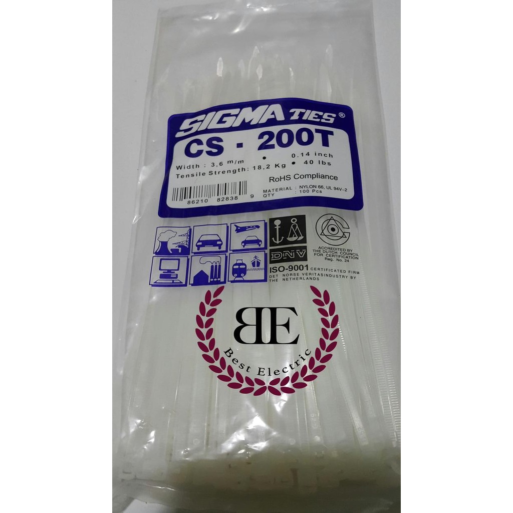 

ID KABEL TIES / KABEL TIS / CABLE TIE CS 200 T PUTIH 20 CM SIGMA CS200T