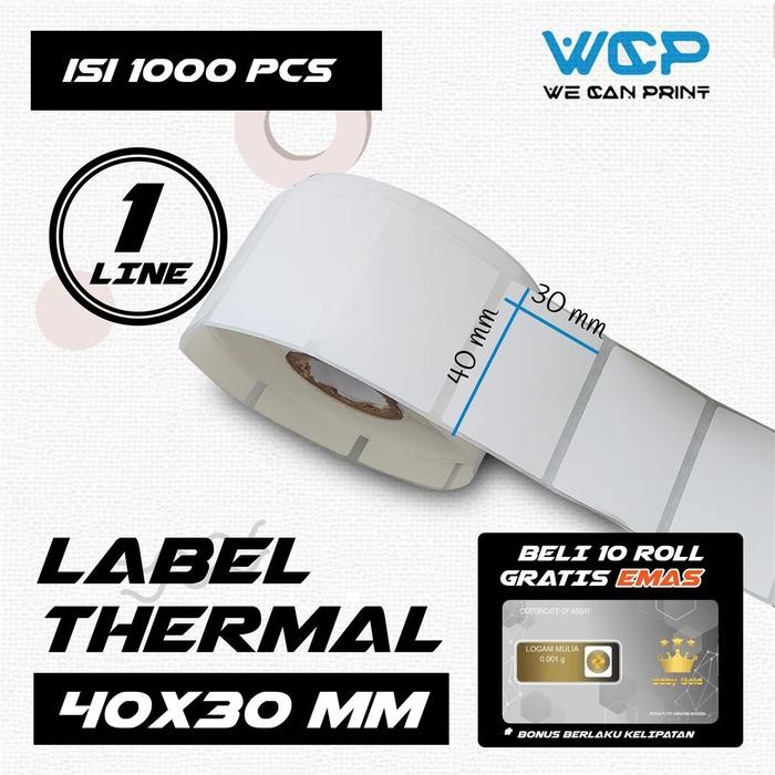 

ID THERMAL LABEL STICKER 40 X 30 MM 1LINE STIKER BARCODE 40X30 MM 1000PCS