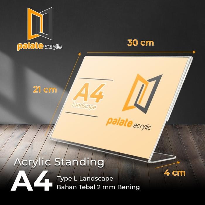 

ID ACRYLIC TENT HOLDER / TEMPAT BROSUR AKRILIK A4 L LANDSCAPE 2MM