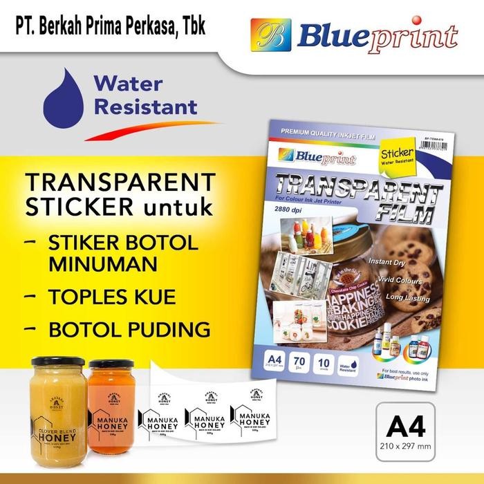 

KOIC Stiker Transparan Tahan Air Blueprint Bahan Transparant Sticker A4